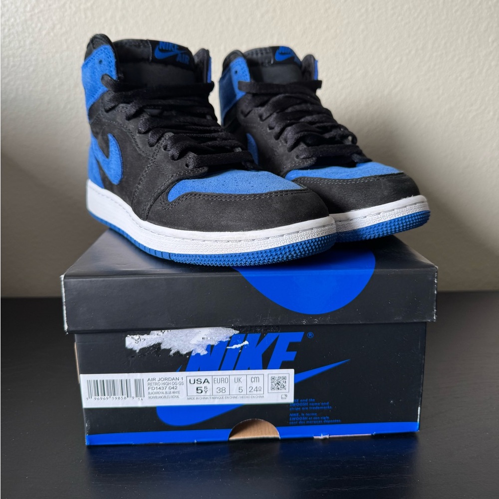 Size 5.5 Youth / 7 Women Air Jordan 1 High Royal Reimagined